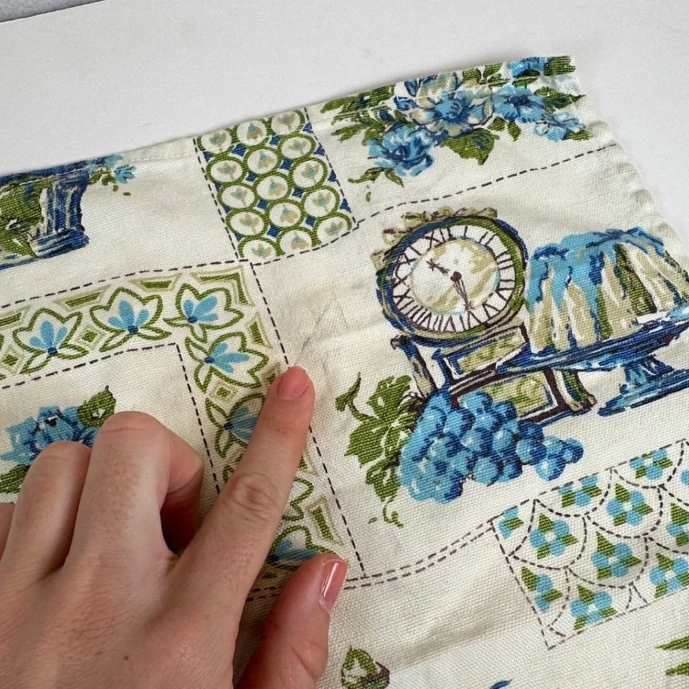 Vintage Strawberry Floral Tea Towel Set Red White Blue Kitchen Linens